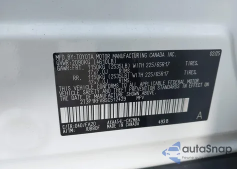 2025 Toyota Rav4 Xle from USA, damaged, VIN 2T3P1RFV8SC512429